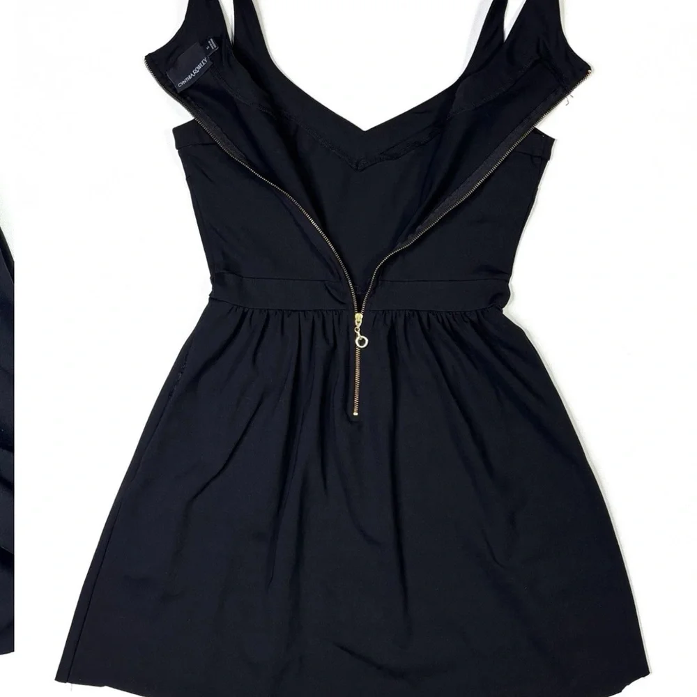 Cynthia Rowley Dress Women’s Small Black Sleeveless Zip Stretch A-Line - Picture 9 of 12